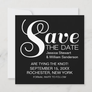 Chic Typografi Spara datum Inbjudan, svart Datumet