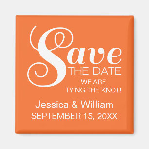 Chic Typografi Spara datum magneter, Orange Magnet