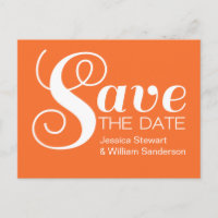 Chic typografi Spara datum vykort, Orange