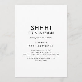 Chic Typografi Surprise Party Inbjudningar