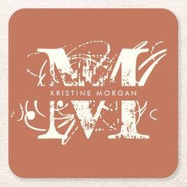 Chic-typografi terracotta monogram namn underlägg papper kvadrat