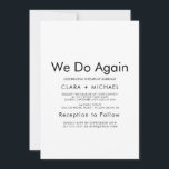 Chic Typografi "We do Recal" Vow Renewal Inbjudningar<br><div class="desc">Fira ditt uthålliga kärlek med den här snyggten och den moderna inbjudan till förnyelse av lönen. Med klassiskt minimalistiskt svart och vitt typografi framstår den här designen som en rolig boho med sitt enkla, men ändå elegant utseende. Anpassade i alla färg kan du behålla designen och förfina eller lägga till...</div>
