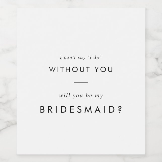 Chic Typography Bridesmaid Frieri Vinflaska Etikett (Singel etikett)