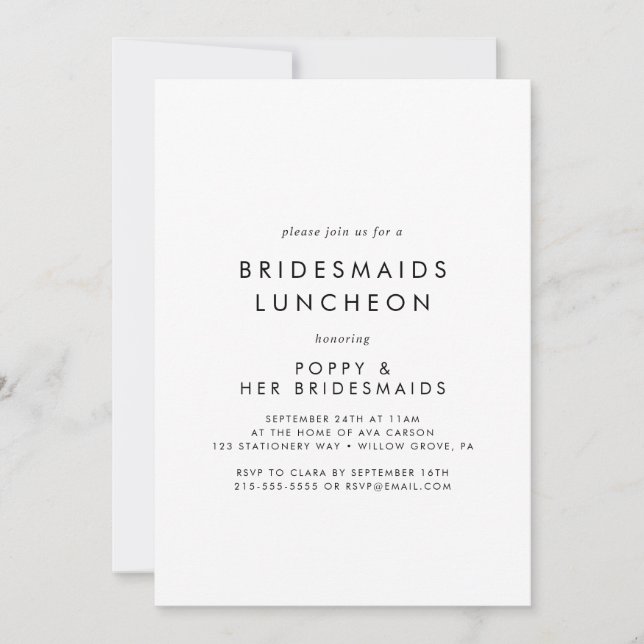 Chic Typography Bridesmaids Luncheon Inbjudningar (Framsida)