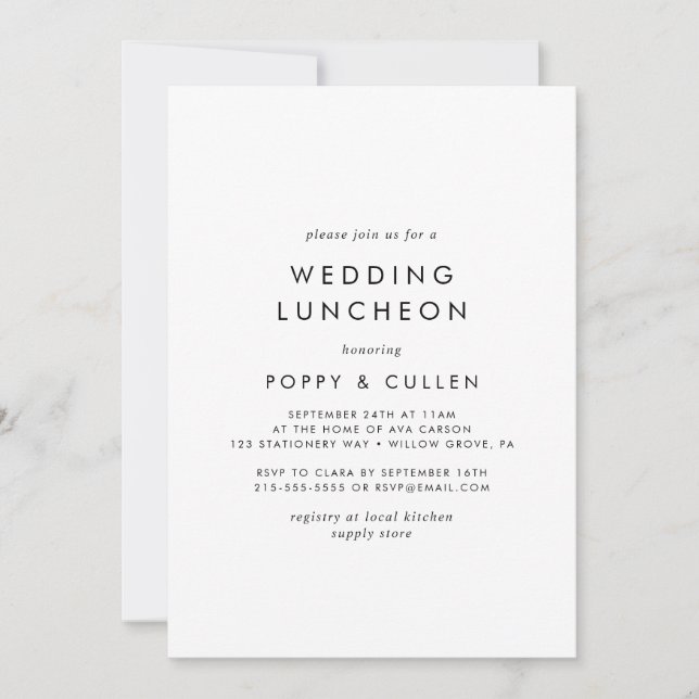 Chic Typography Bröllop Luncheon Inbjudningar (Framsida)
