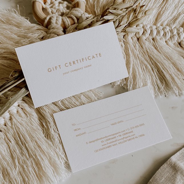 Chic Typography Business Gift Certificate Visitkort (Skapare uppladdad)