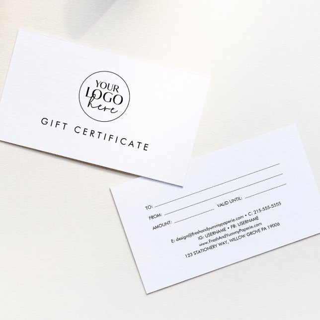 Chic Typography Business Logotyp Gift Certificate Visitkort (Skapare uppladdad)