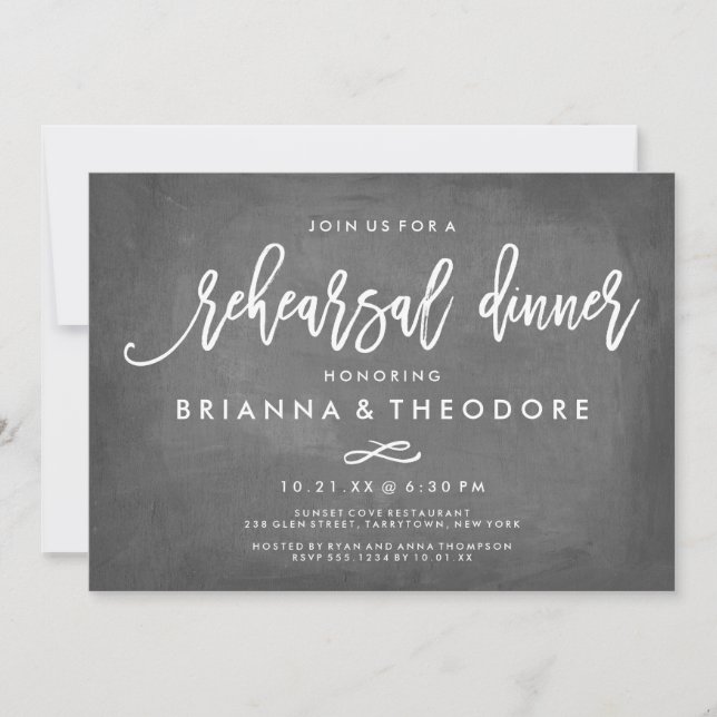 Chic Typography Chalkboard Rehearsal Dinner Inbjudningar (Framsida)