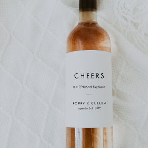 Chic Typography Cheers Bröllop Vin etiketter