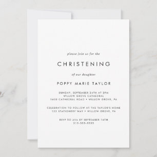 Chic Typography Christening Inbjudningar