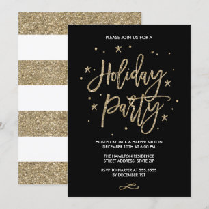 Chic Typography Faux Guld Glitter Julfest Inbjudningar