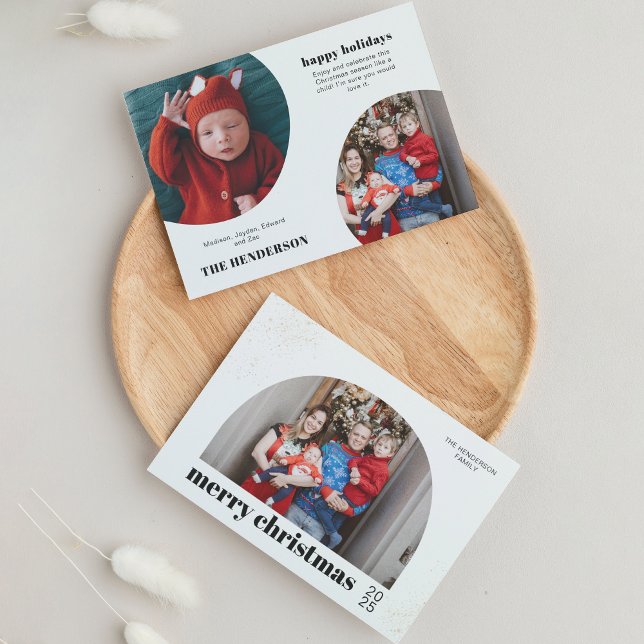 Chic Typography God jul Arch Photo Julkort (Skapare uppladdad)