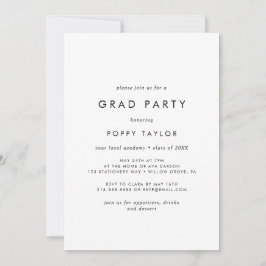 Chic Typography Grad Party Inbjudningar