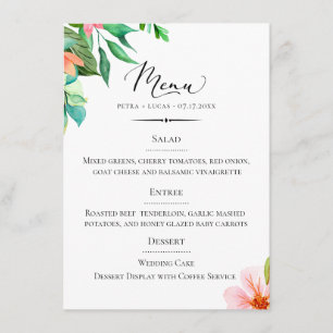 Chic Typography Island Blommigt Bröllop Meny
