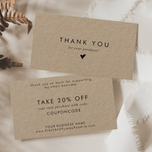 Chic Typography Kraft Papper Business Tack Rabattkort