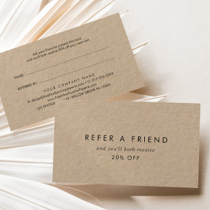 Chic Typography Kraft Papper Reflektera en vän Rabattkort