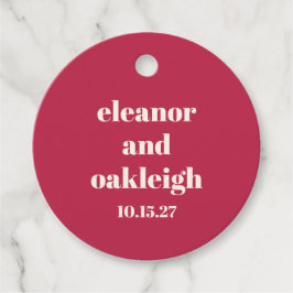 Chic Typography Magenta Red Ivory Personligt bröll Gåvor Etiketter