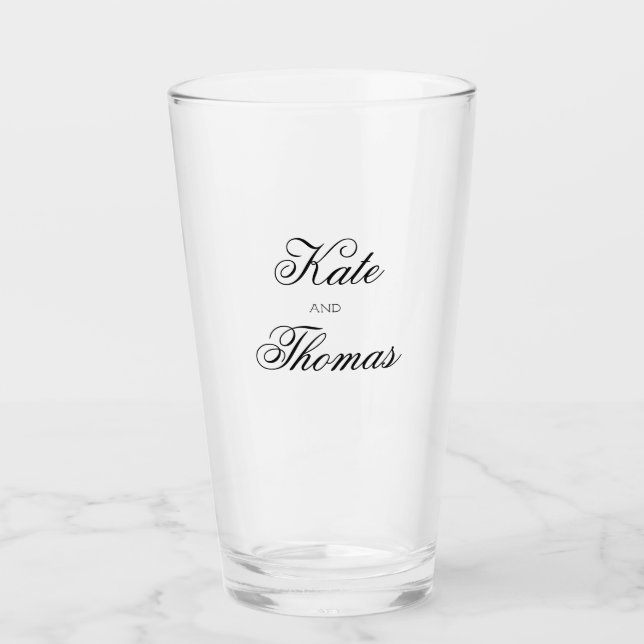 Chic Typography Personlig Bride and Groom Namn Glaskopp (Framsida)