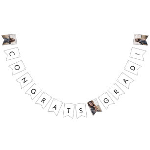 Chic Typography Photo Gratulerar Grad Studenten Vimplar