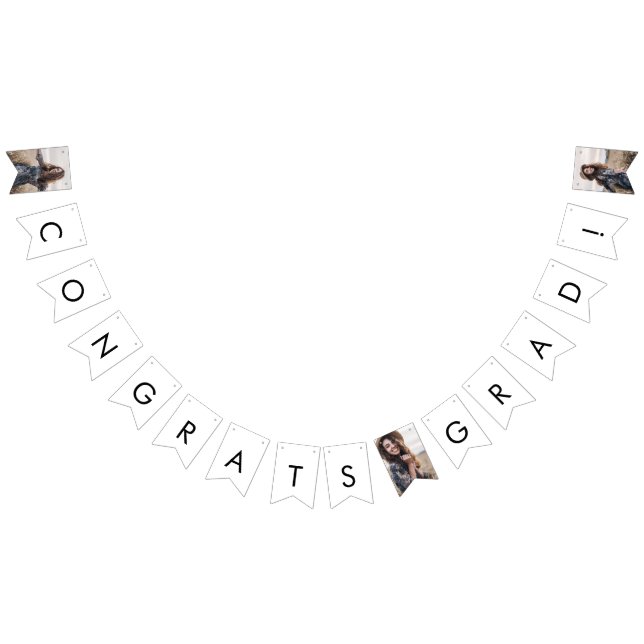 Chic Typography Photo Gratulerar Grad Studenten Vimplar (Alla)