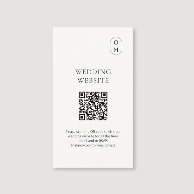 Chic Typography QR Wedding Website Enclosure Card Tilläggskort (Skapare uppladdad)