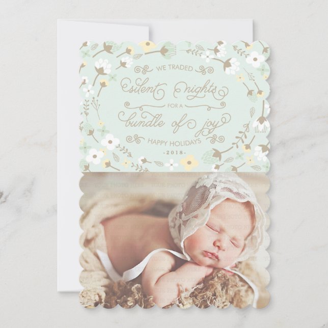 Chic Tyst Natt Första Julen Fotokort (Framsida)