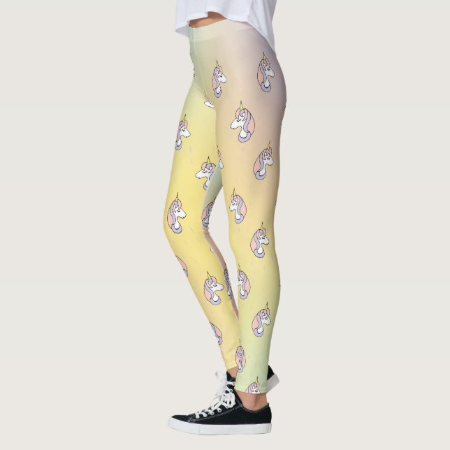 Chic Unicorns och Regnbåge Färg Mönster Leggings (Vänster)