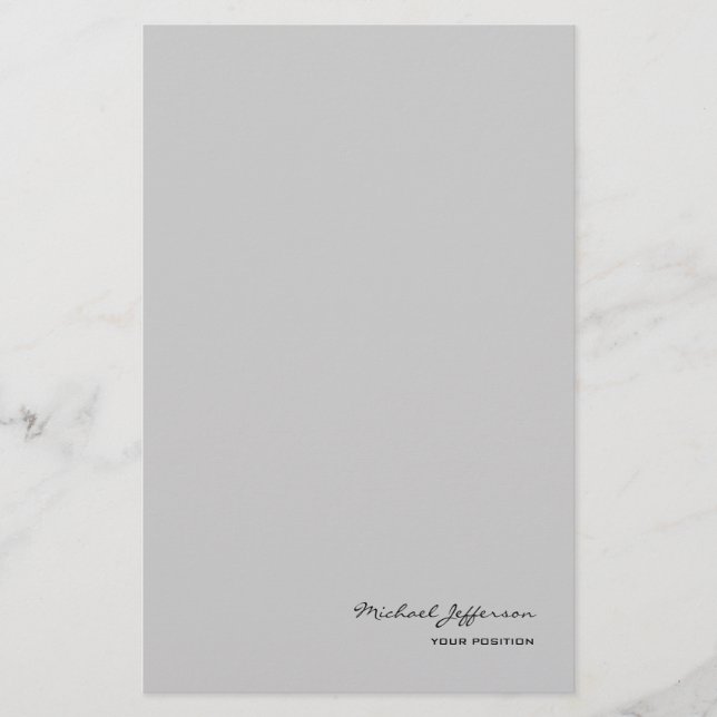 Chic Unik Skript Kalligrafi Namn Grå  Brevpapper (Framsida)