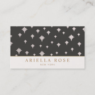 Chic Upscale Designer Silver Stars Mönster Visitkort