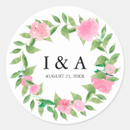 Chic Utandning med Monogram och Bröllop Runt Klistermärke