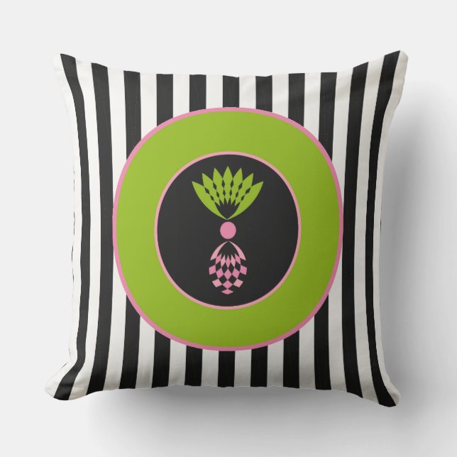 CHIC UTOMHUS- PILLOW_MOD-ANANAS PÅ PLACK-RANDAR KUDDE (Framsida)