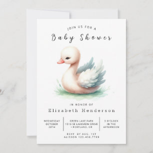 Chic Utskrivbar Svan Baby Shower Inbjudningar