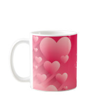 Chic Valentine Rosa Hearts Red Namn Monogram Mugg
