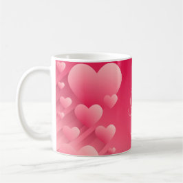Chic Valentine Rosa Hearts Red Namn Monogram Mugg