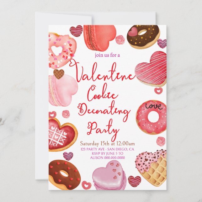 Chic Valentiness Cookie-dekorera Party Inbjudningar (Framsida)