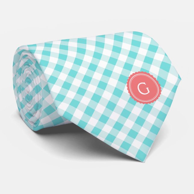 chic-vallmoturkos gingham mönster monogram slips (Rullad)