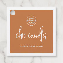 Chic Vanilla Brown Candle-Märkre med Logotyp