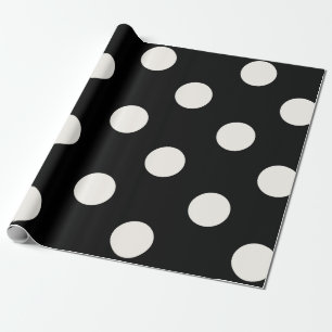 Chic Vanilla Polka dots Mönster på Svarta Bröllop Presentpapper