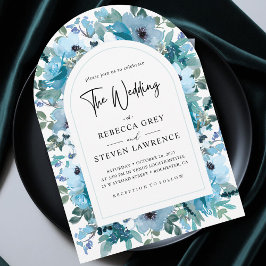 Chic vår dammiga blå blommigt i bröllop inbjudningar