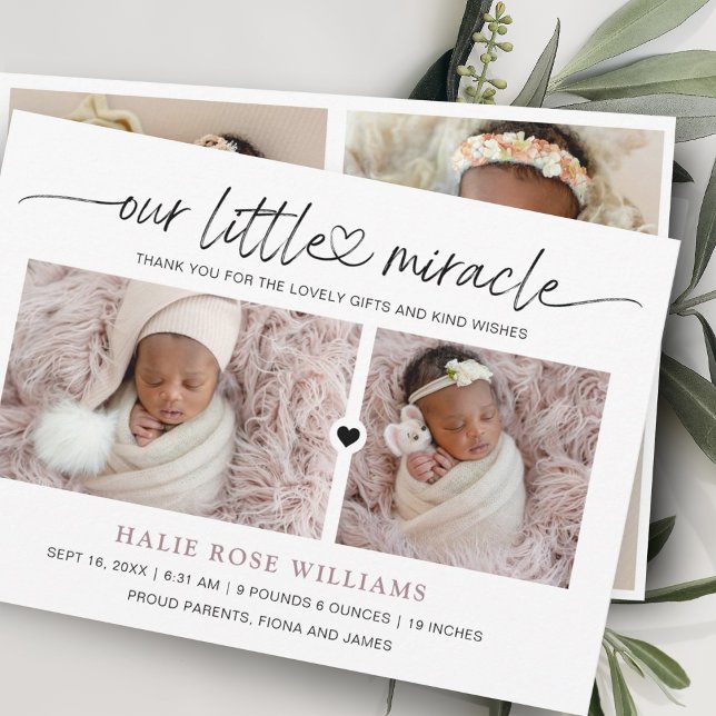 Chic Vår lilla Miracle Photo Collage Birth Meddelande (Skapare uppladdad)