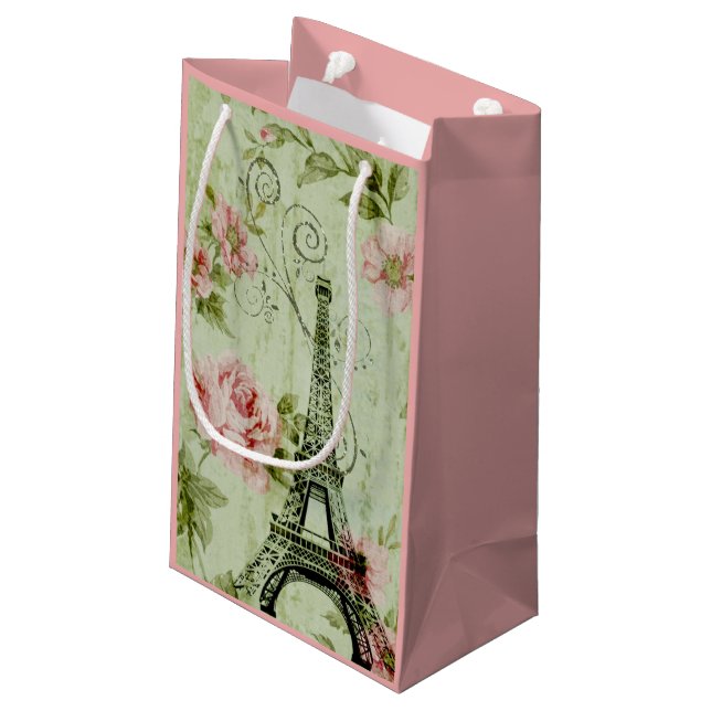 chic vår mynta rosa blommigt paris eiffel torn (Baksidan Vinklad)