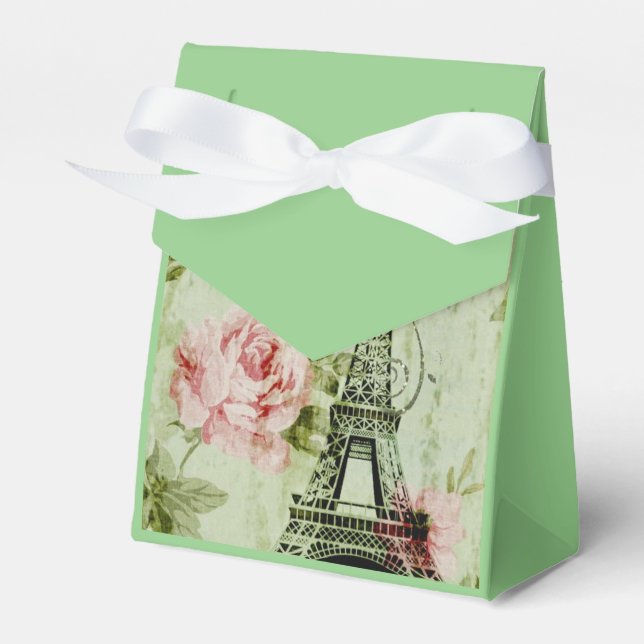 chic vår mynta rosa blommigt paris eiffel torn presentaskar (Framsidan Sidan)