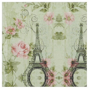 chic vår mynta rosa blommigt paris eiffel torn tyg