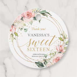 Chic vattenfärg  blommor guld sage söt 16:e gåvor etiketter