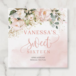 Chic vattenfärg  blommor guld sage söt 16:e gåvor etiketter