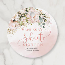 Chic vattenfärg  blommor guld sage söt 16:e gåvor etiketter