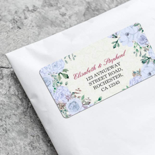 Chic Vattenfärg Botaniska Blommigten Bröllop Adres Adressetikett (Skapare uppladdad)