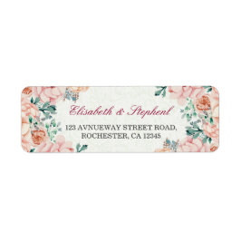 Chic Vattenfärg Botaniska Blommigten Bröllop Adres Returadress Etikett