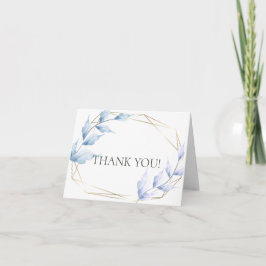 Chic Vattenfärg Dusty Blue och Blek Lilac Foliage Tack Kort