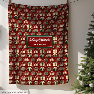 Chic vattenfärg god jul, färg anpassningsbar stäng fleecefilt